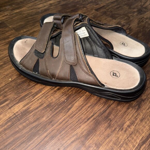 Propet Mens Vero Sandals Brown Leather Double Strap Slides Size 13 D MSV003L - Picture 2 of 6